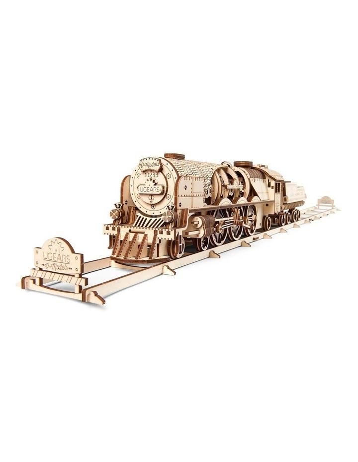 UGEARS V-Express Steam Train With Tender 538 Piece Wooden 3D Puzzle Natural