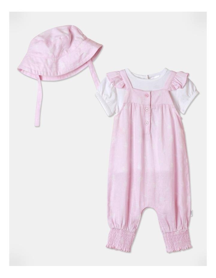 Sprout Woven Placket Front Overall Set With Hat in Light Pink Lt Pink 000