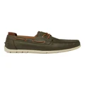 Hush Puppies Flood Boat Leather Shoes in Olive Wild Olive 6