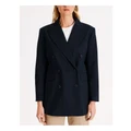 Tommy Hilfiger Double Breasted Relaxed Boxy Fit Blazer in Blue Navy 34