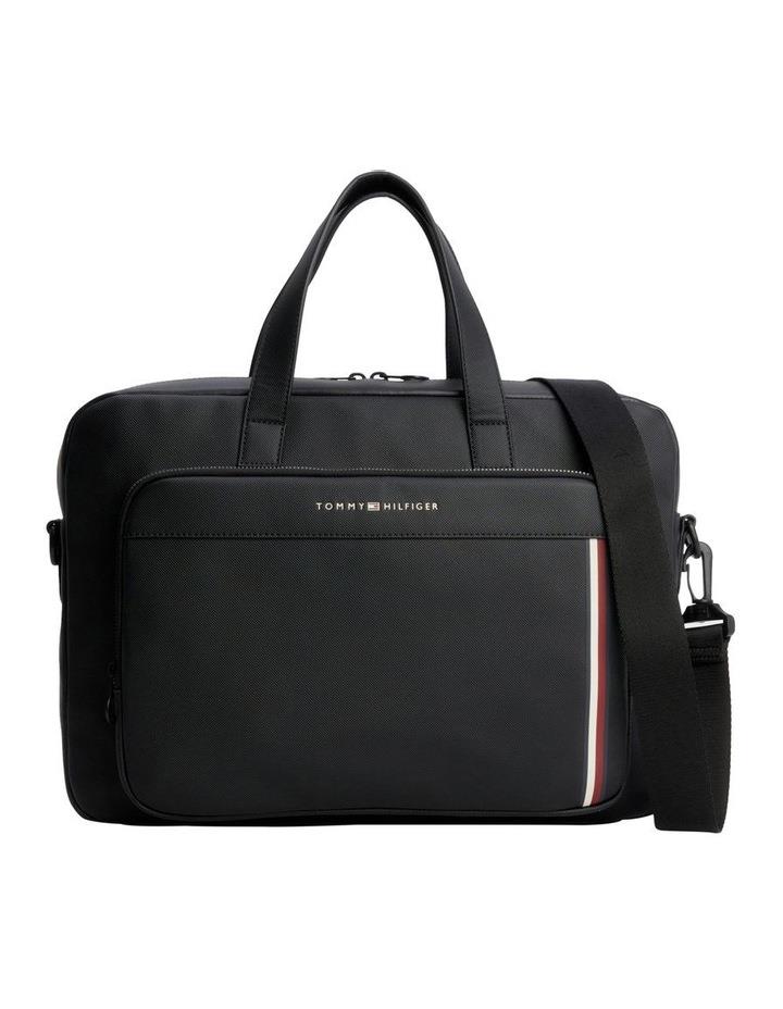 Tommy Hilfiger Pique Textured Slim Laptop Bag in Black One Size