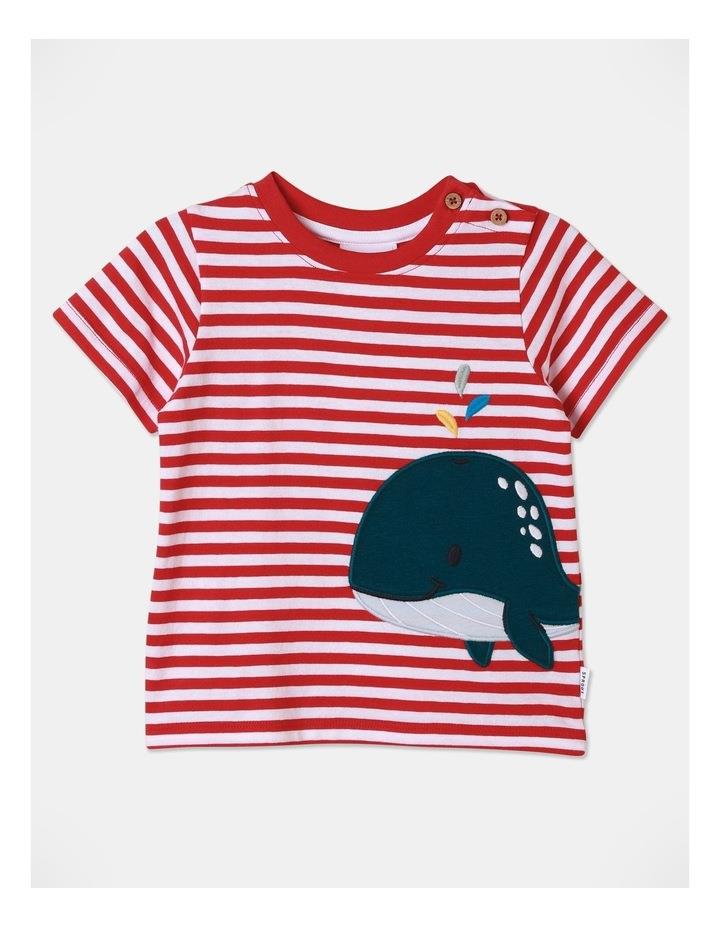 Sprout Stripe Whale T-Shirt in Rose Red 2