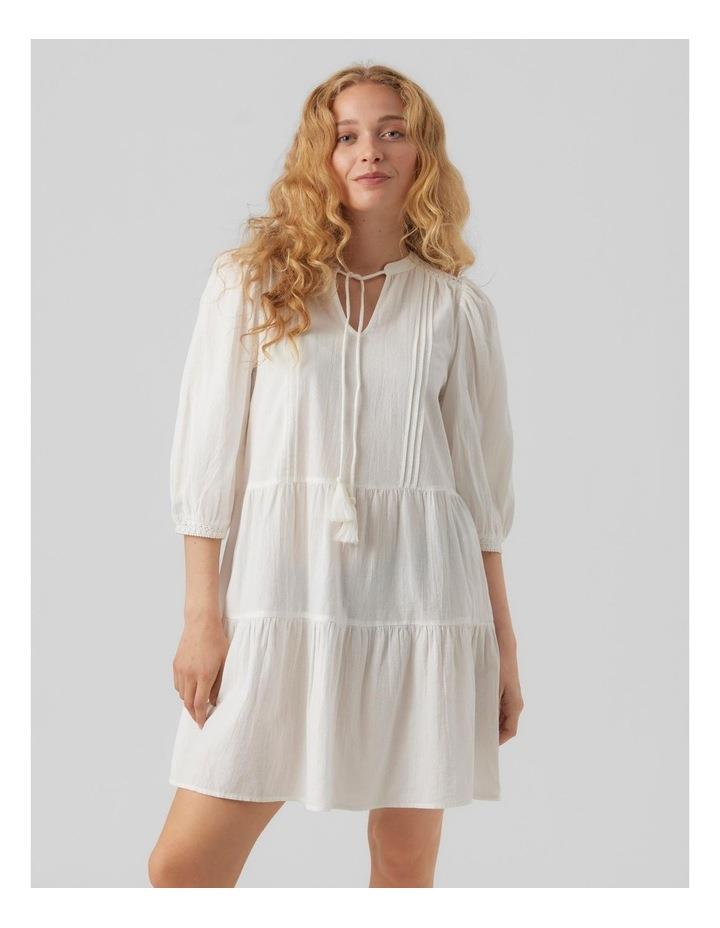 Vero Moda Pretty 3/4 Sleeve Cotton Tunic Dress in White XS