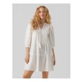 Vero Moda Pretty 3/4 Sleeve Cotton Tunic Dress in White S