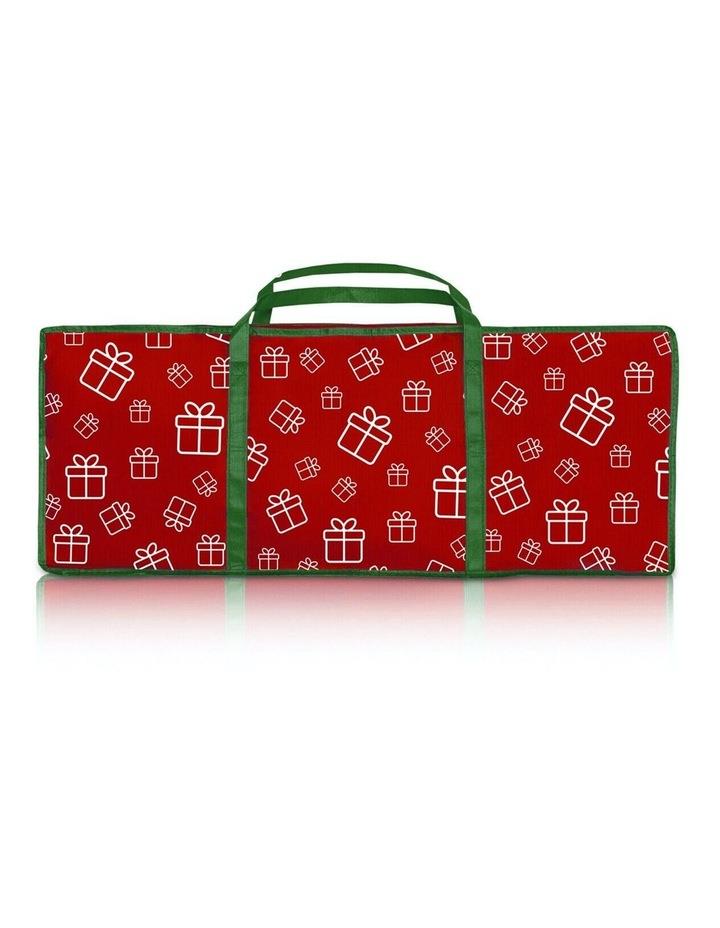 Santas Helper Christmas Paper Storage Bag With 5 Rolls and Scissors Set Red