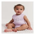 Country Road Organically Grown Cotton Puff Logo Bodysuit in Lilac 0-3 MTHS
