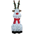 Lexi Lighting Acrylic Sitting Red Nose Reindeer with Christmas Lights 2 Sizes 90cm Assorted