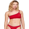 Tommy Hilfiger Global Stripe Asymmetrical Bikini Bandeau in Red S