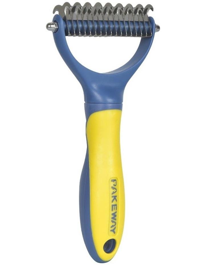 Pakeway T10 Dual Head Dematting Rake Pet Grooming Comb in Blue/Yellow Assorted