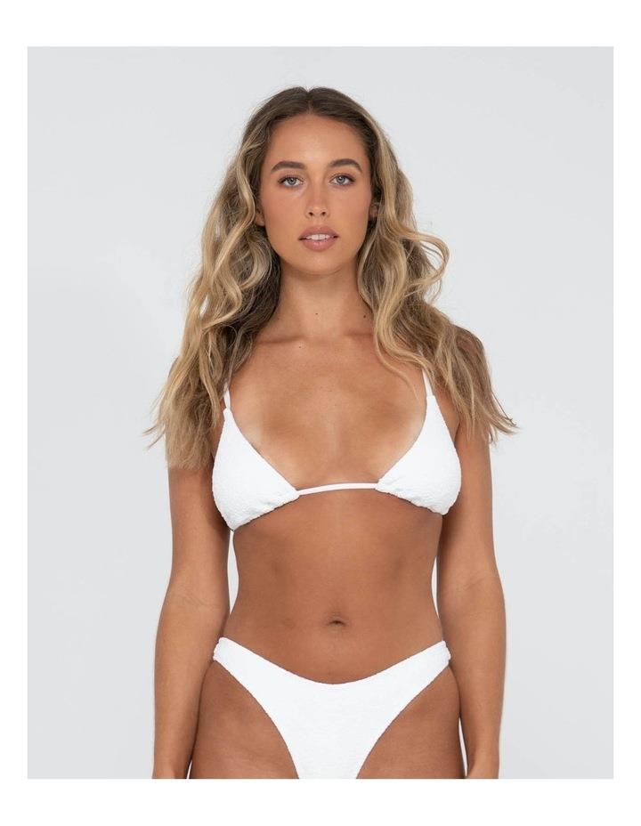 Rusty Sandalwood Slick Triangle Bikini Top in White 16