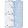 Aden and Anais Rising Star Classic Swaddles 2 Pack in Blue Baby Blue