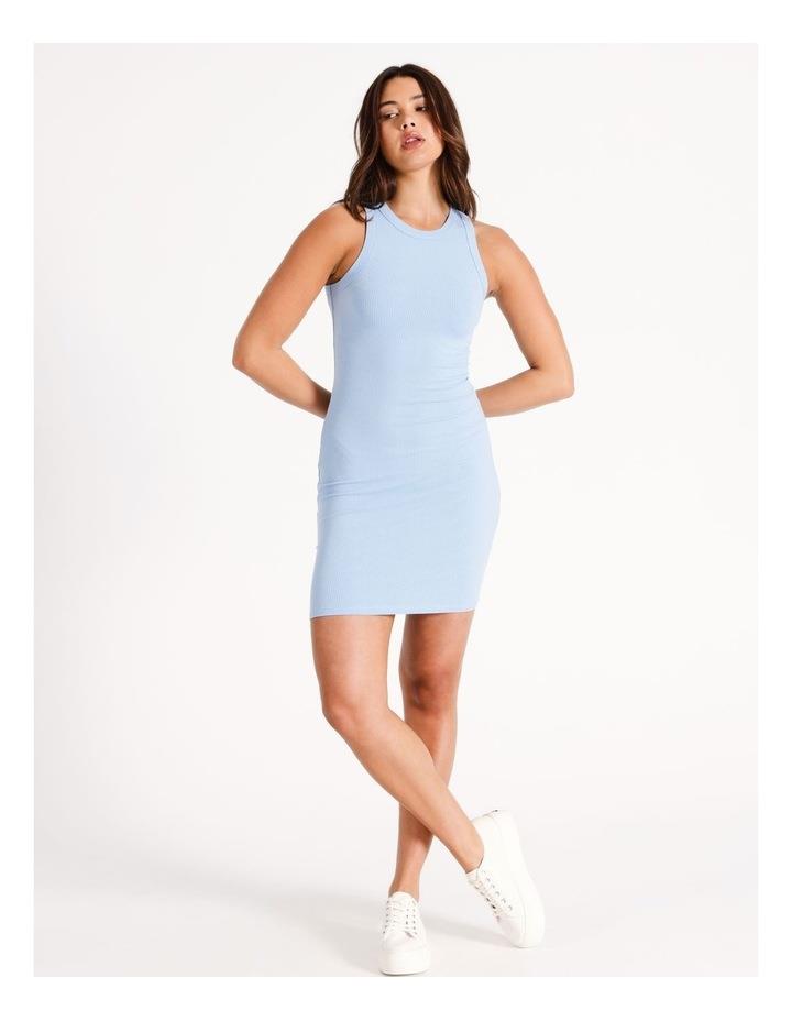 Miss Shop Eco Blend Sleeveless Rib Mini Dress in Light Blue Lt Blue XS