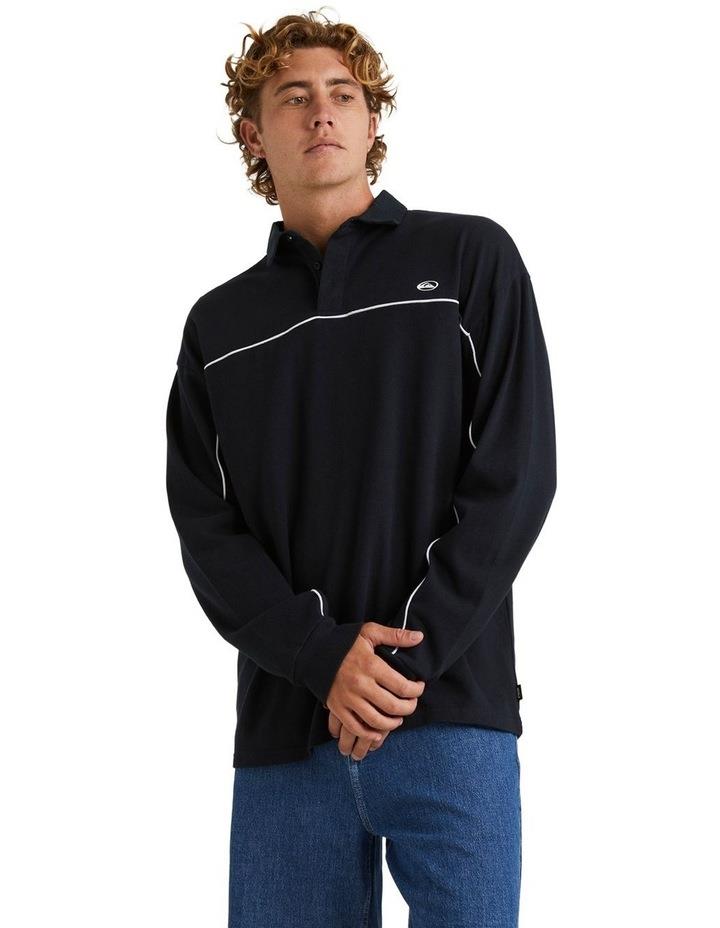 Quiksilver Modular Rugby Long Sleeve Polo Shirt in Black L