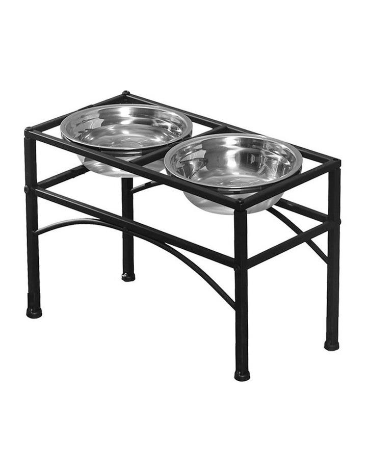 PaWz Dual Elevated Raised Stainless Steel Pet Food Water Bowl Stand Black