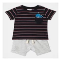 Sprout Whale Pocket T-Shirt And Short Set in Navy 000