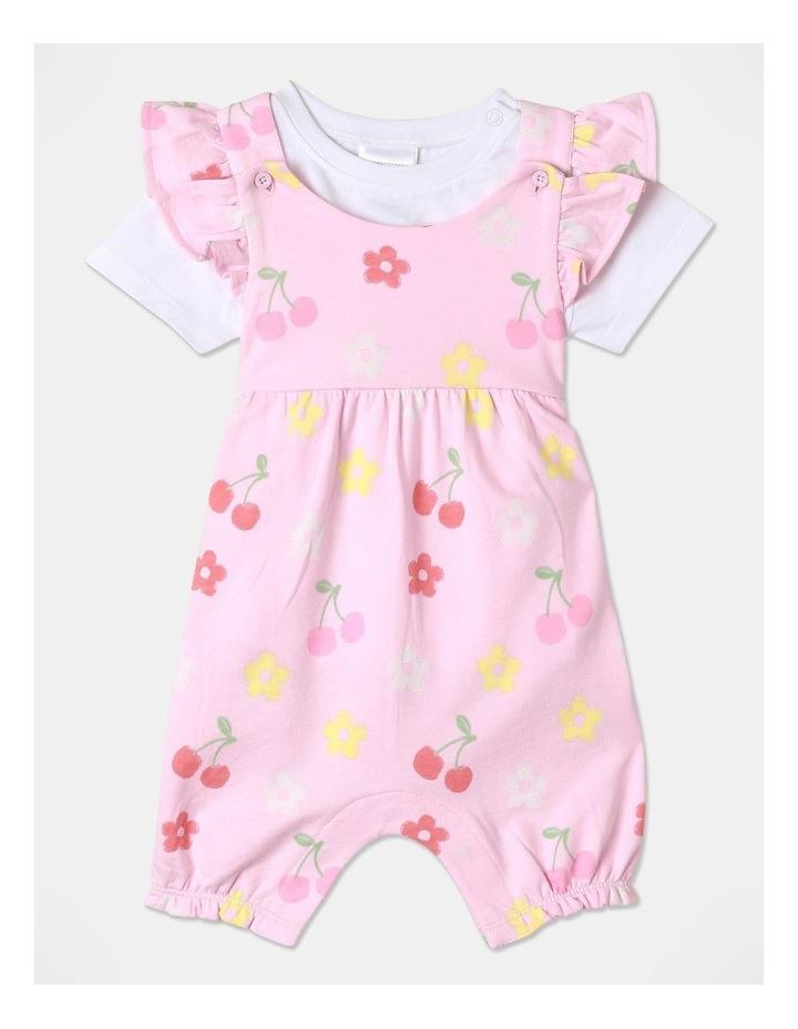 Sprout Cherry Jersey Overall Set in Pale Pink 000