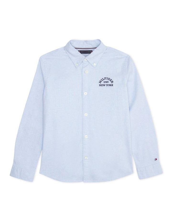Tommy Hilfiger Boys 3-7 Varsity Logo Embroidery Oxford Shirt in Blue Lt Blue 3