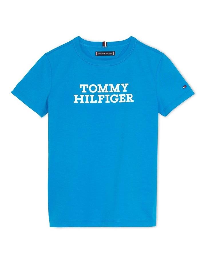 Tommy Hilfiger Logo Peached Cotton T-shirt (8-16 Years) in Blue 14