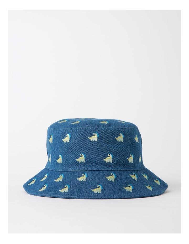 Sprout Bucket Hat With Dino Embroidery In Denim XXXS