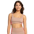 Roxy Chill Out Seamless Medium Impact Sports Bra in Warm Taupe Brown XS/S