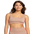Roxy Chill Out Seamless Medium Impact Sports Bra in Warm Taupe Brown XL
