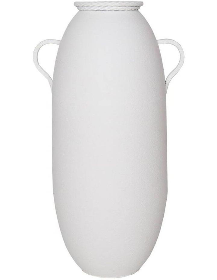 Willow & Silk 2-Handle Metal Vase Pot with Coil Rim 71cm in Distressed White