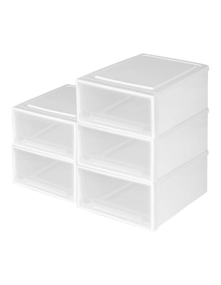 Traderight Group Plastic Storage Drawers Containers Box Wardrobe Clothes Organiser 5 Pack in White