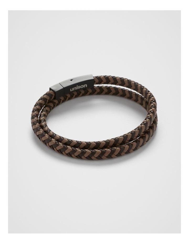 Unison Jack Two Tone Leather Wristband in Chocolate One Size