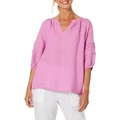 Gordon Smith Diana Detail Sleeve Linen Top in Orchid Pink 10