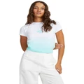 Roxy Hibiscus Dip Cropped T-Shirt in Bright White XXL