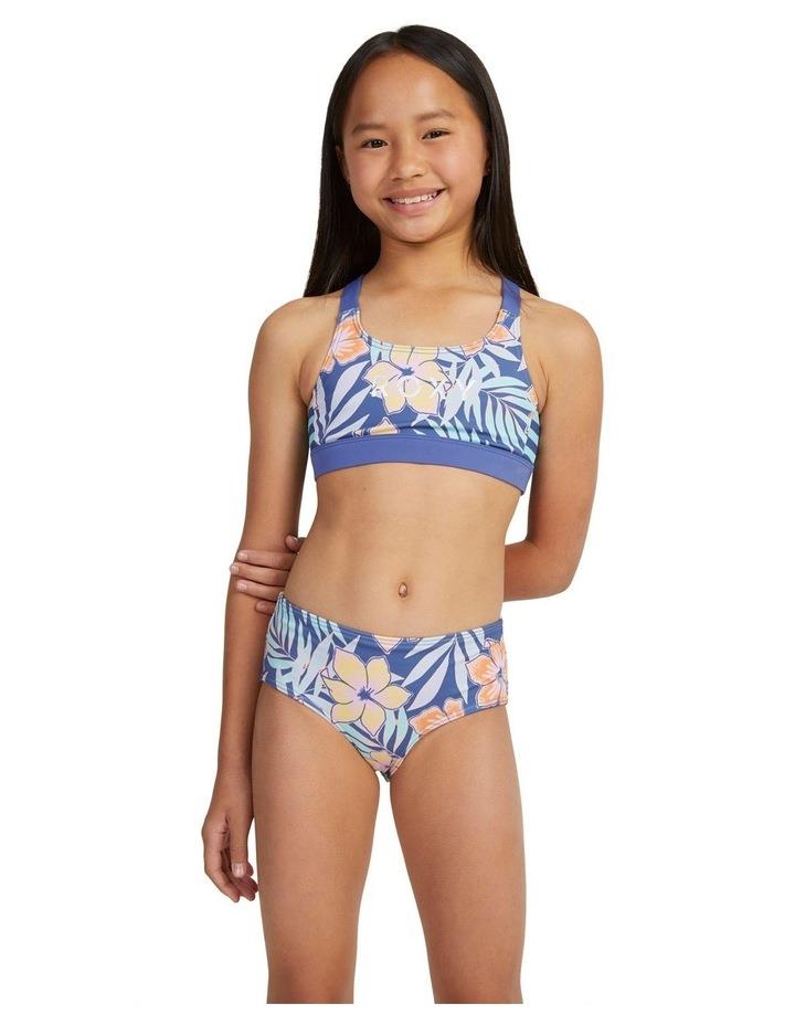 Roxy Crop Top Two-Piece Bikini Set in Marlin Funky Palm Blue 10