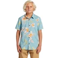 Quiksilver Tropical Floral Short Sleeve Shirt in Reef Waters Blue 10