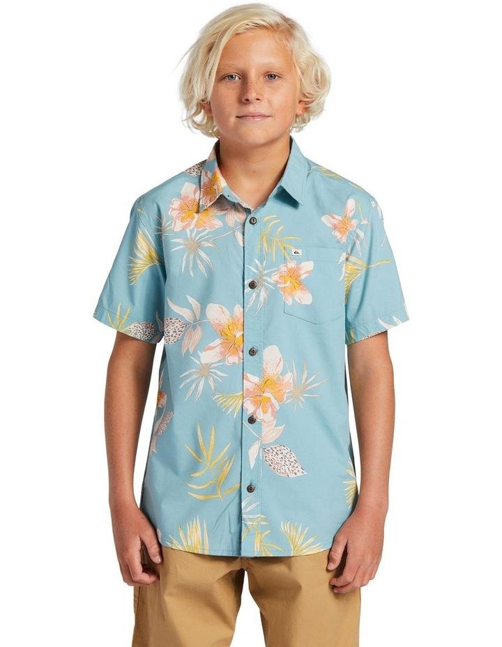 Quiksilver Tropical Floral Short Sleeve Shirt in Reef Waters Blue 12