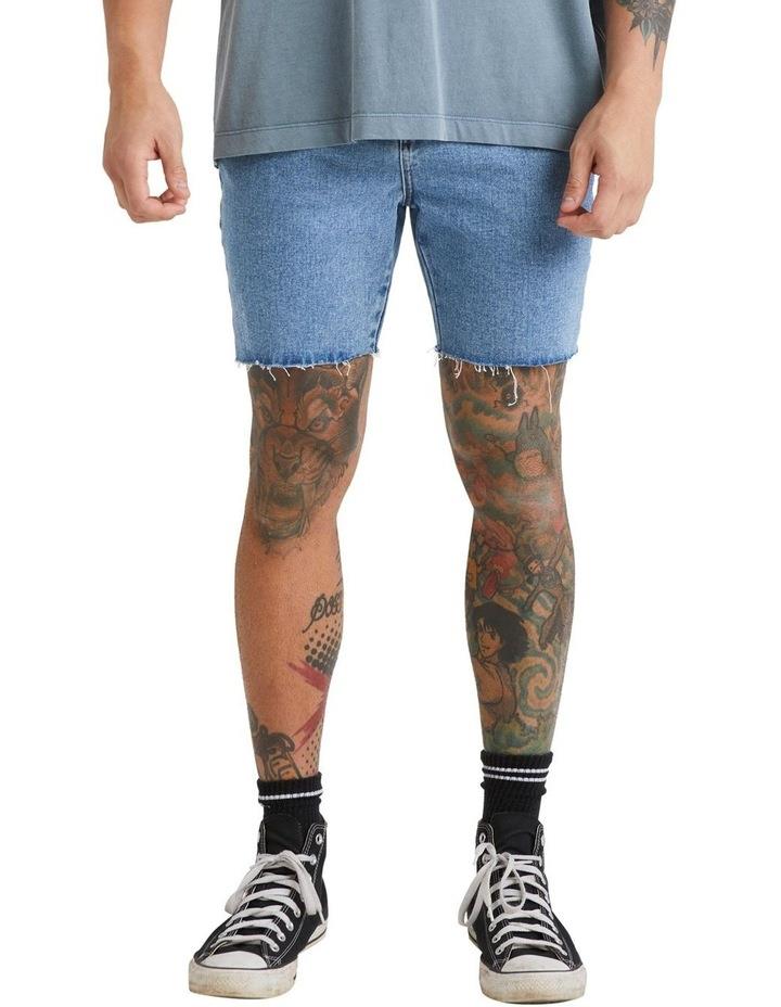 RVCA Frayed Denim Shorts in Vintage Blue 28