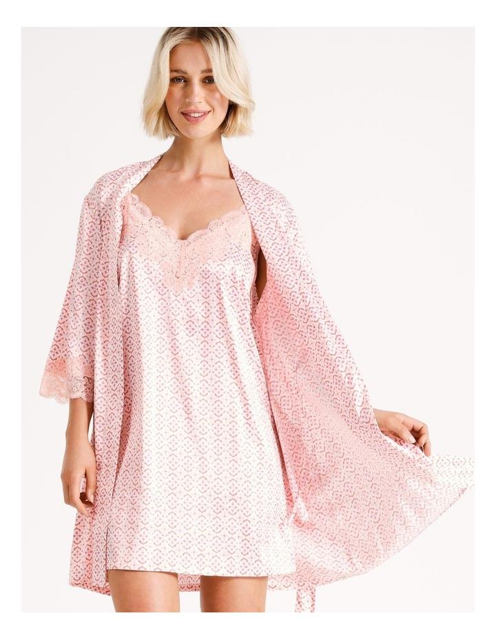 Chloe & Lola Satin & Lace Robe in Pink Tile Pink S