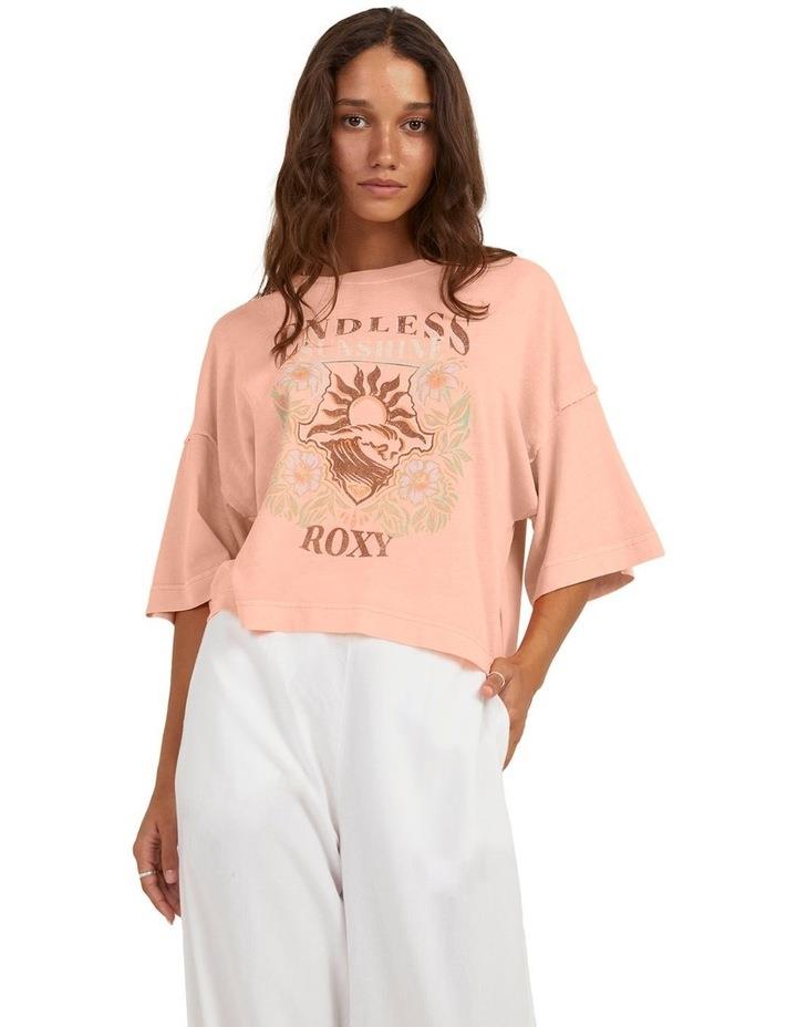 Roxy Frozen Sunset Relaxed Fit T-Shirt in Peach Parfait Peach M