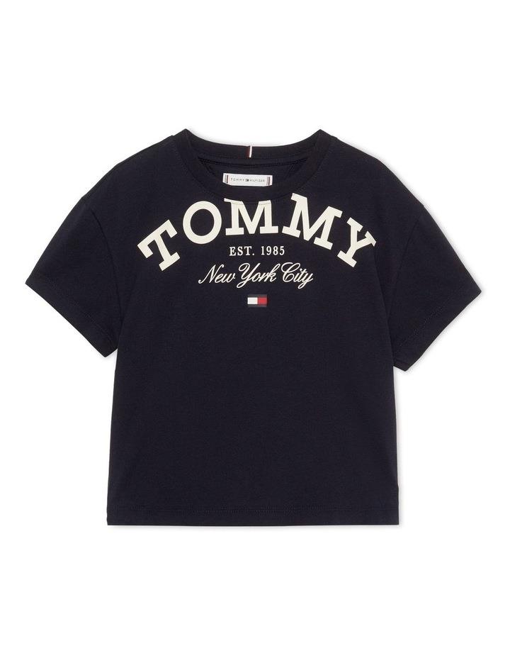 Tommy Hilfiger Girls 8-16 Oversized Logo Relaxed Fit T-Shirt in Blue Navy 8