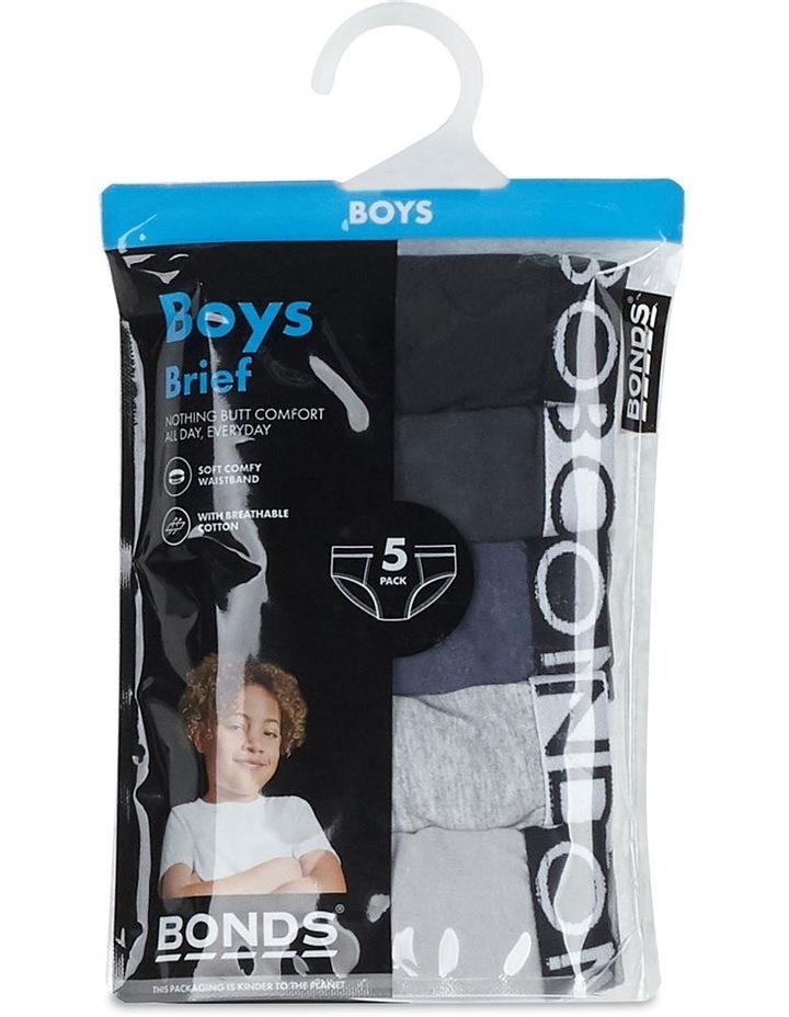 Bonds Kids Brief 5 Pack in Black/Greyscale Assorted 2-3