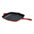 Gourmet Kitchen Cast Iron Square Grill Pan 28cm in Black Cherry Red