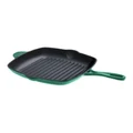 Gourmet Kitchen Cast Iron Square Grill Pan 28cm in Eden Green