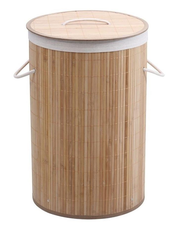 Sherwood Home Round Collapsible Bamboo Laundry Hamper With Polycotton Bag in Natural Brown