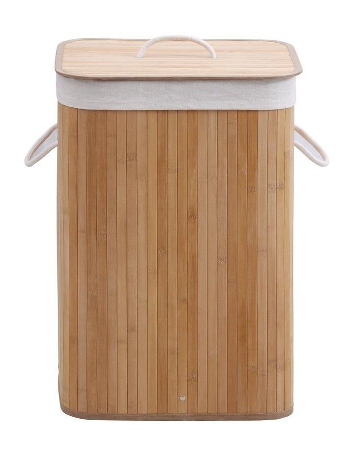 Sherwood Home Rectangular Collapsible Bamboo Laundry Hamper With Polycotton in Natural Brown