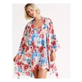 Chloe & Lola Pebbled Satin Robe in Pink Floral Assorted M