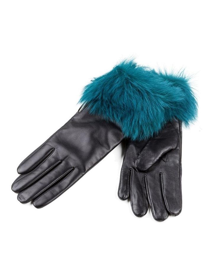 Ozwear Ugg Gianna Touch Screen Fur Gloves in Black/Blue S