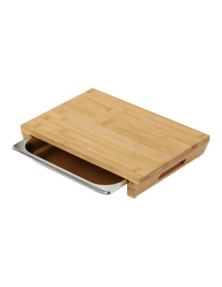 Gourmet Kitchen Bamboo Cutting Board With Stainless Steel Tray 39x27x6.5cm in Natural