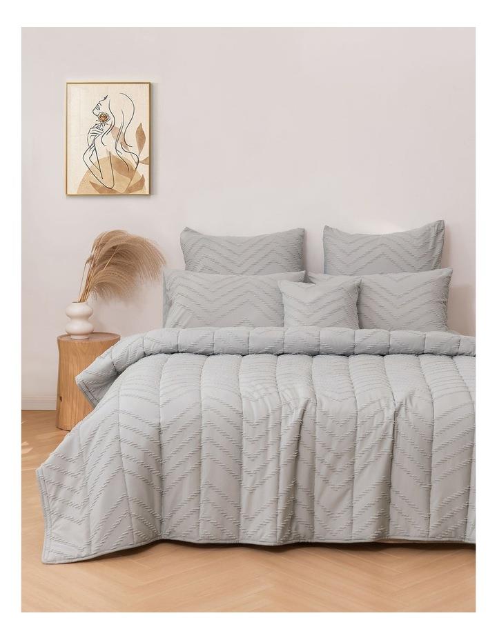 Dreamaker Lennox Chevron Comforter Set 6 Piece in Silver Queen