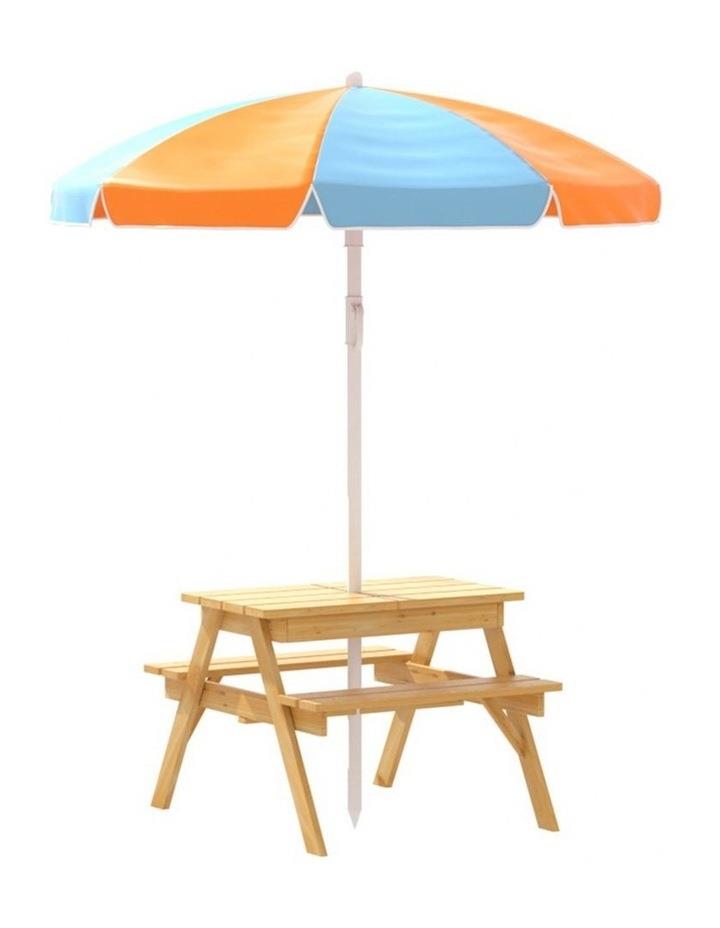Keezi Kids Outdoor Table And Chairs Picnic Bench Umbrella Set Water Sand Pit Box