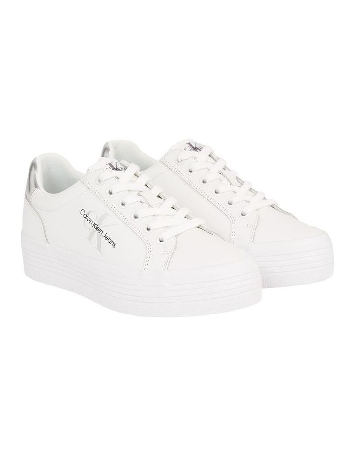 Calvin Klein Leather Platform Trainers Shoes in White 41