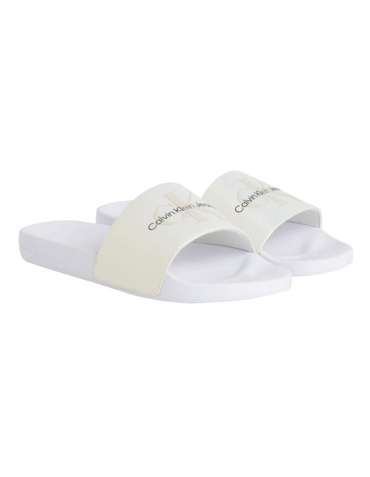 Calvin Klein Recycled Pearlised Logo Slides in Bright White 37