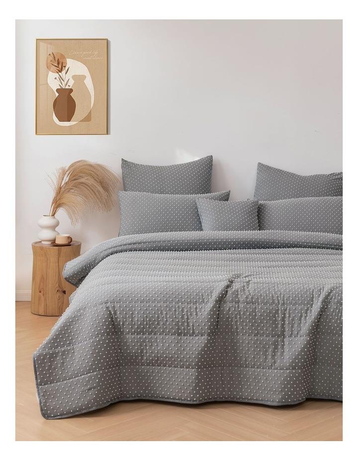 Dreamaker Finley Dot Comforter Set 6 Piece in Charcoal Queen
